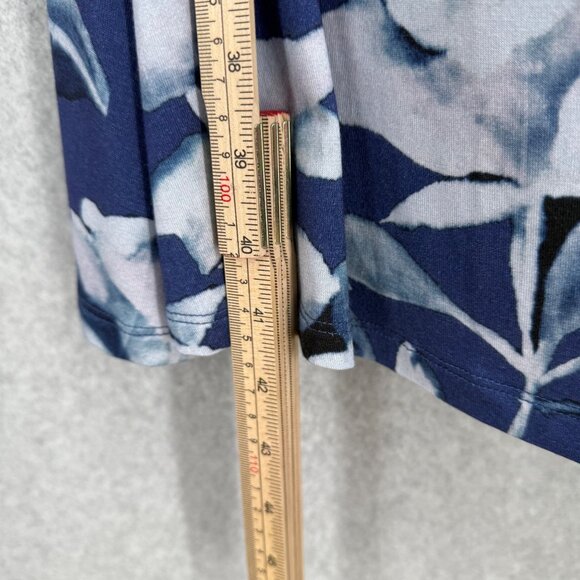 Soft Surroundings Hyannis Faux Wrap Midi Dress Size L Petite Blue Floral Stretch - Picture 11 of 13